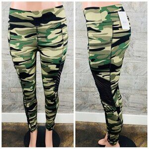 LIDA High Waisted Mesh Panel Camouflage Leggings size L/XL